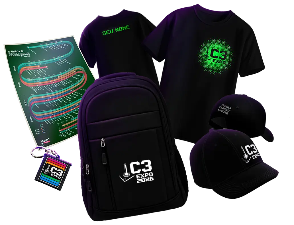 Kit VIP Canal3: boné, camiseta, mochila, pôster e chaveiro
